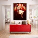 Quadro Canvas Menina Malabarista Circo Vermelho