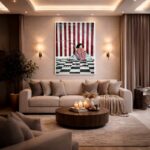 Quadro Canvas Menina Palhaço Triste Listrado