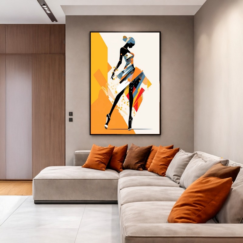 Quadro Canvas Mulher Colorido Geométrico