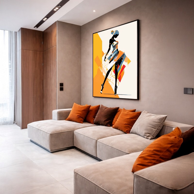 Quadro Canvas Mulher Colorido Geométrico