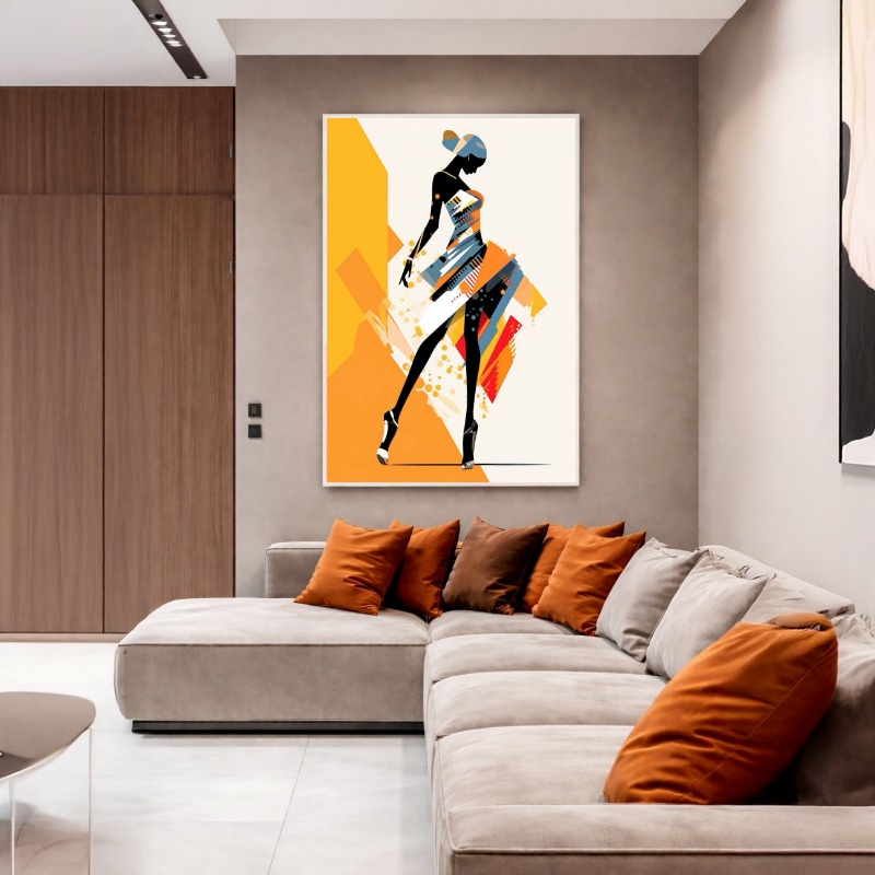 Quadro Canvas Mulher Colorido Geométrico
