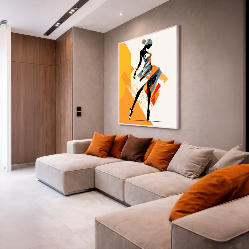 Quadro Canvas Mulher Colorido Geométrico