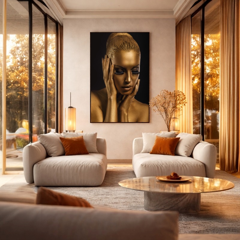Quadro Canvas Mulher Dourada Luxuosa