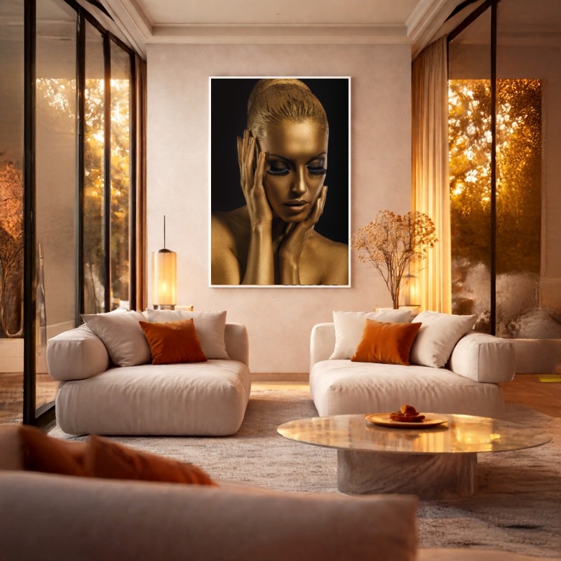 Quadro Canvas Mulher Dourada Luxuosa