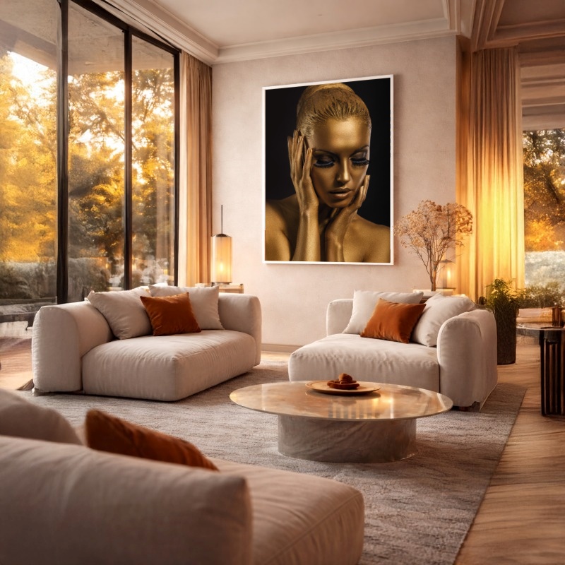 Quadro Canvas Mulher Dourada Luxuosa
