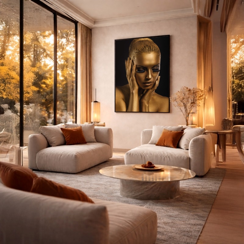 Quadro Canvas Mulher Dourada Luxuosa