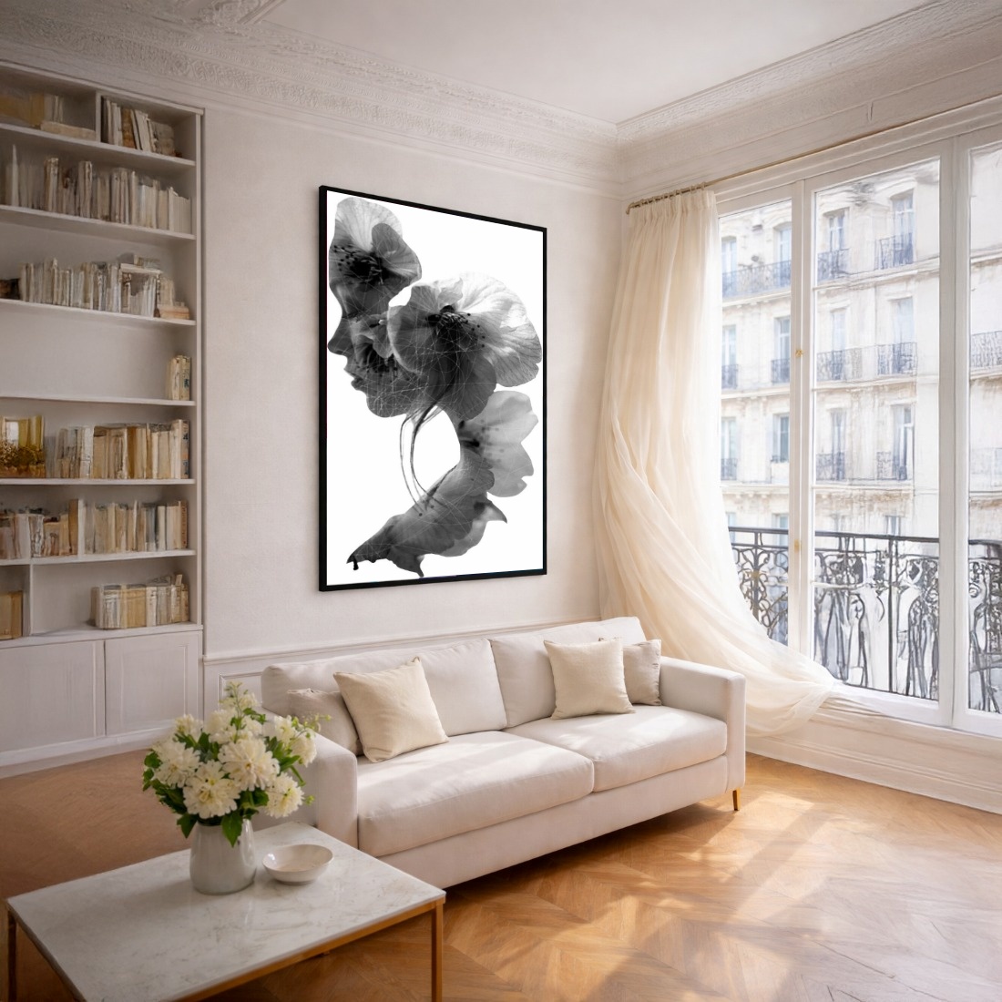 Quadro Canvas Mulher Flores Feminino