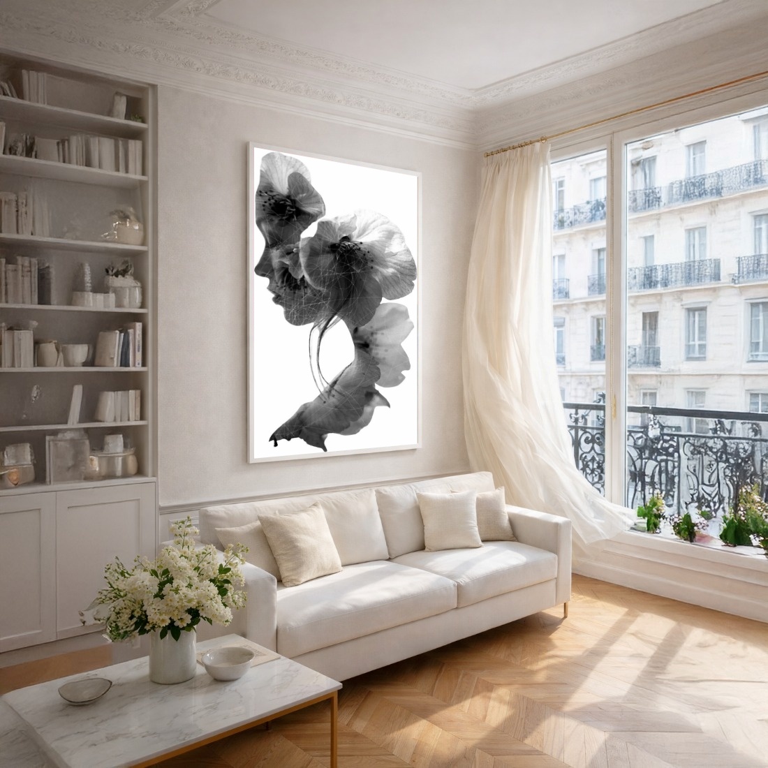 Quadro Canvas Mulher Flores Feminino