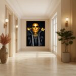 Quadro Canvas Mulher Glamour Ouro e Preto