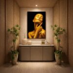 Quadro Canvas Mulher Luxo Glamour Ouro