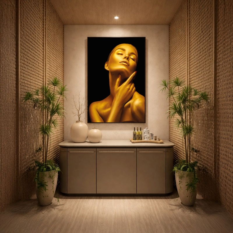 Quadro Canvas Mulher Luxo Glamour Ouro