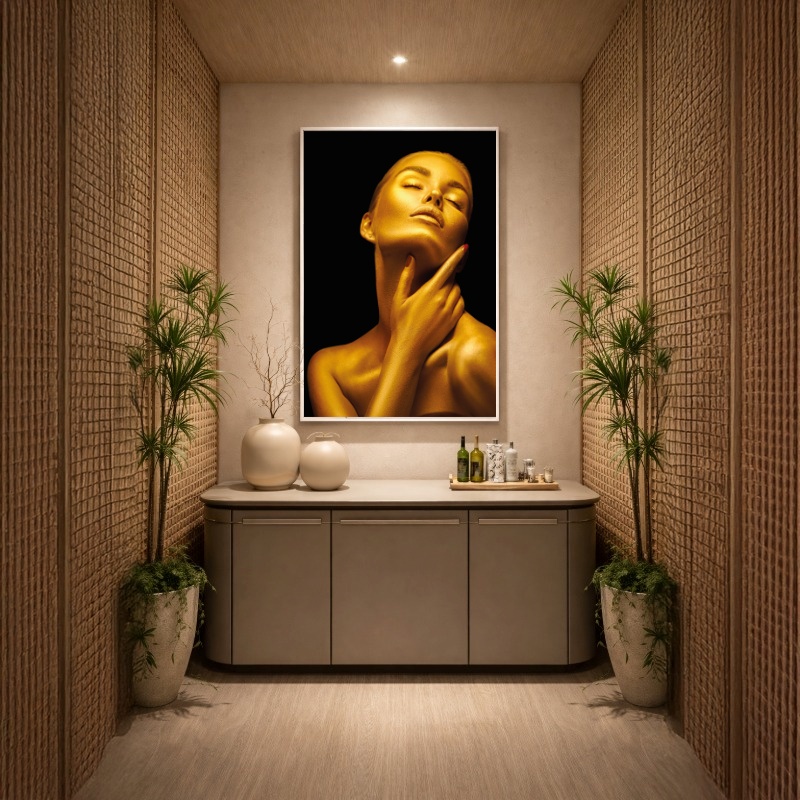 Quadro Canvas Mulher Luxo Glamour Ouro