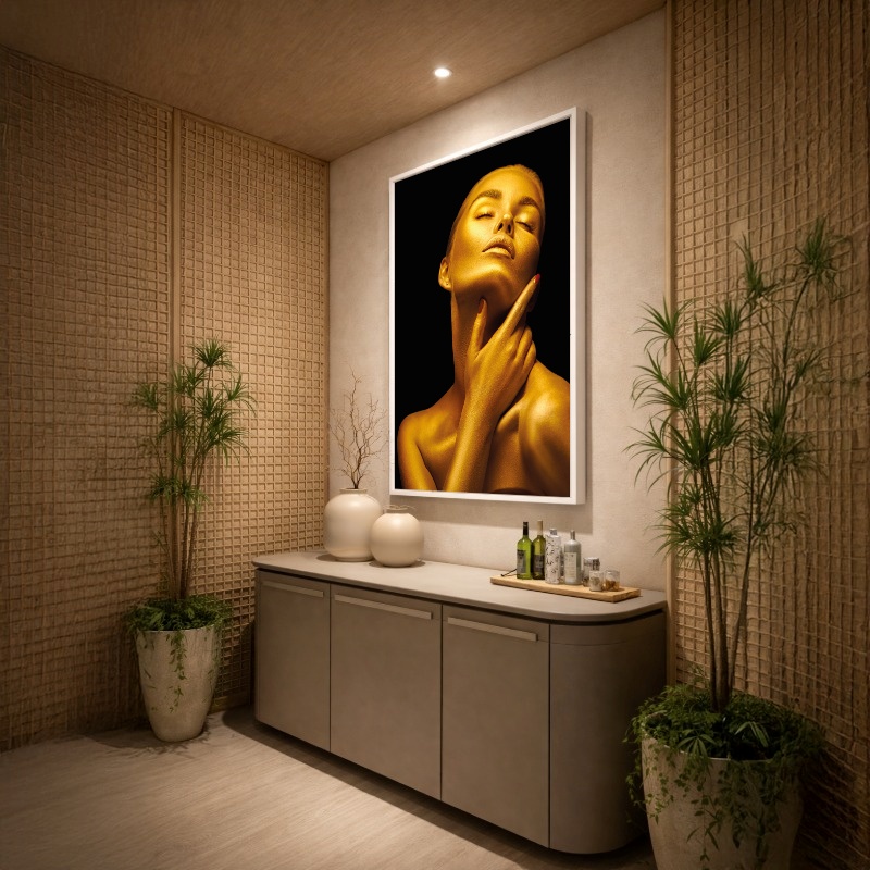 Quadro Canvas Mulher Luxo Glamour Ouro