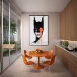 Quadro Canvas Mulher Mickey Mouse Laranja