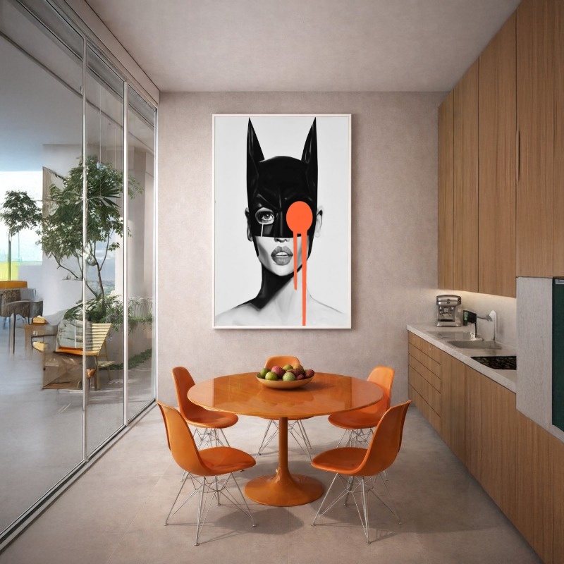 Quadro Canvas Mulher Mickey Mouse Laranja