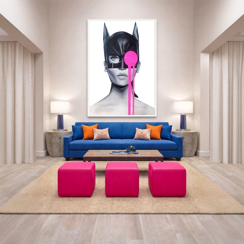 Quadro Canvas Mulher Mickey Mouse Rosa