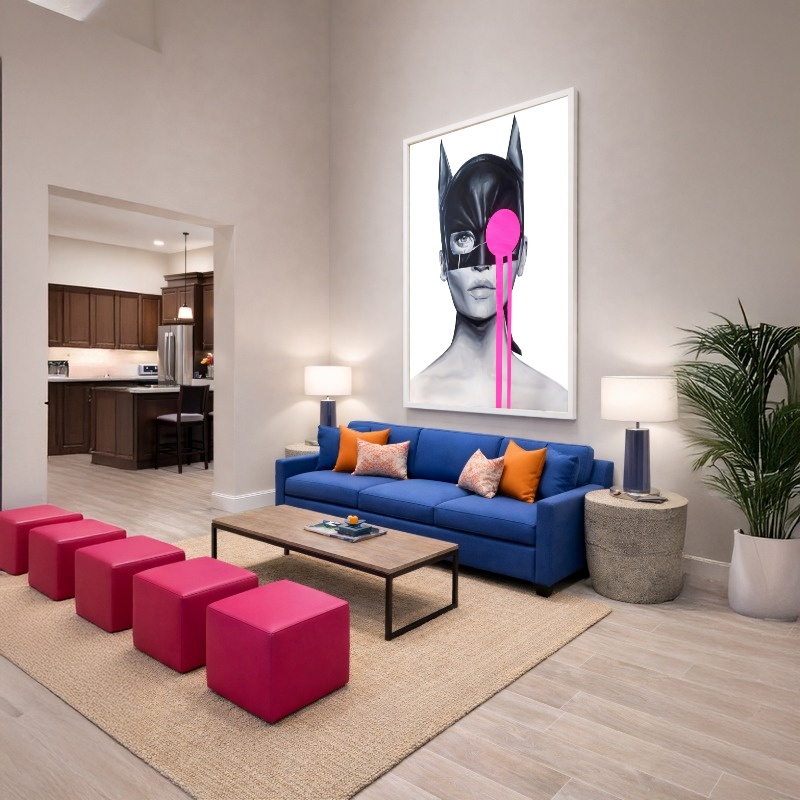 Quadro Canvas Mulher Mickey Mouse Rosa