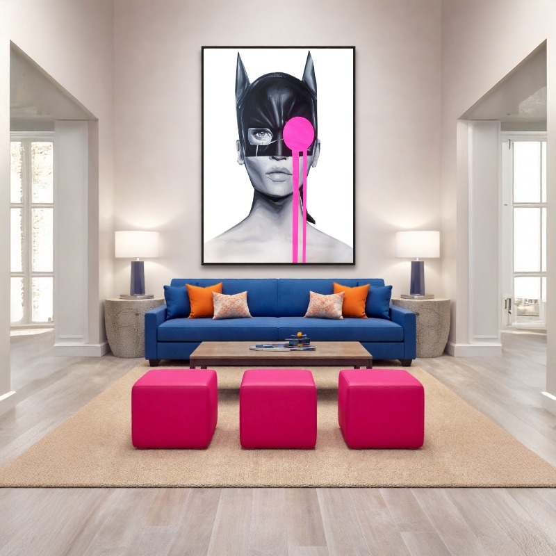 Quadro Canvas Mulher Mickey Mouse Rosa