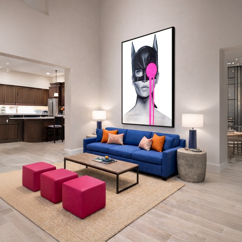 Quadro Canvas Mulher Mickey Mouse Rosa