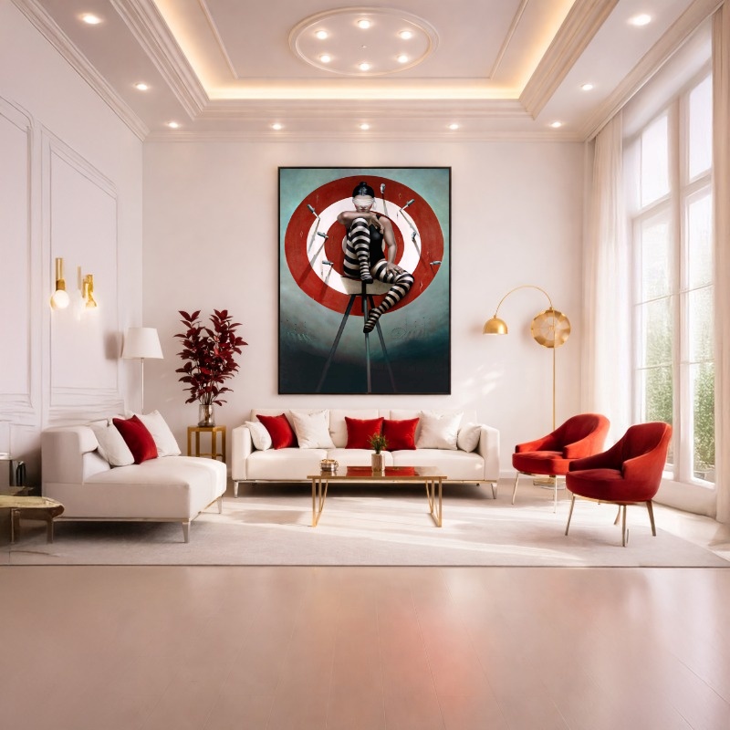 Quadro Canvas Mulher Tiro Alvo Vermelho