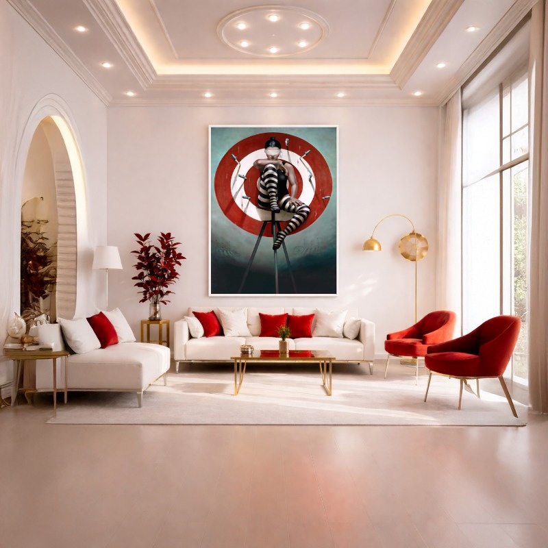 Quadro Canvas Mulher Tiro Alvo Vermelho