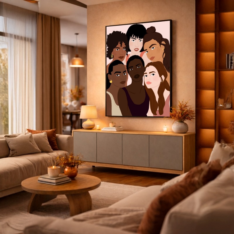 Quadro Canvas Mulheres União Força Feminina