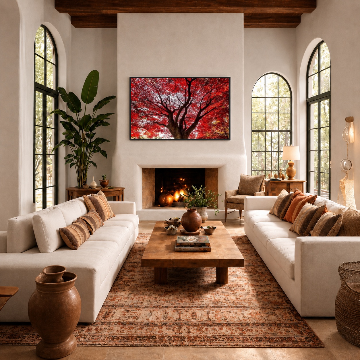 Quadro Canvas Outono Árvore Folhagem Vermelha