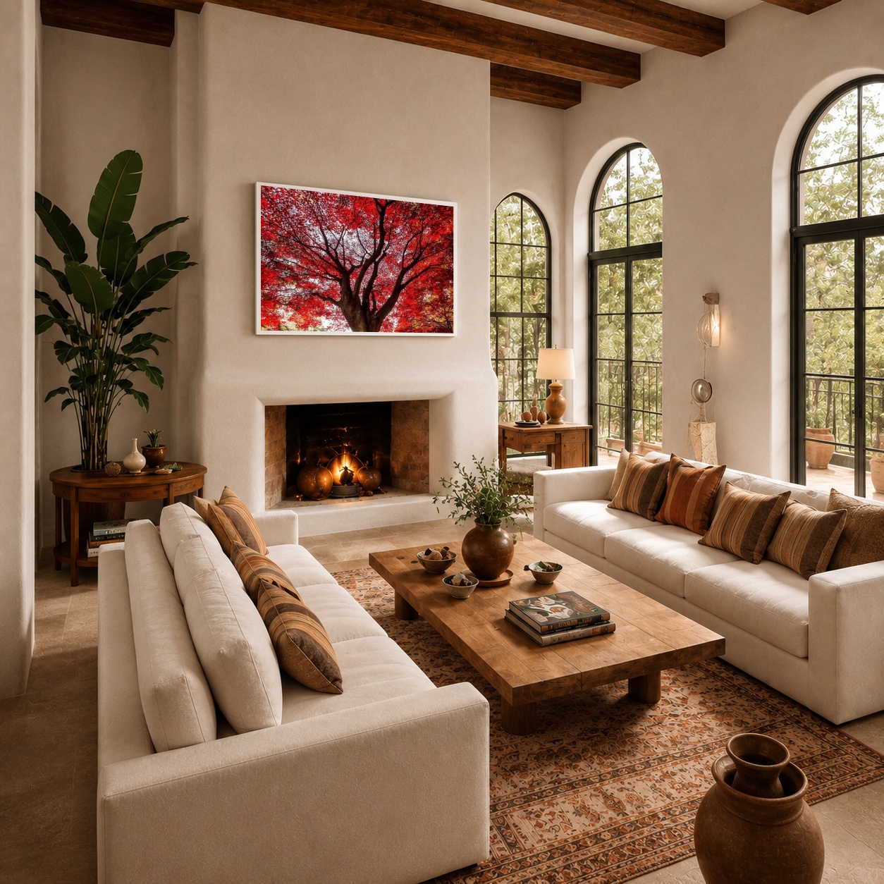 Quadro Canvas Outono Árvore Folhagem Vermelha