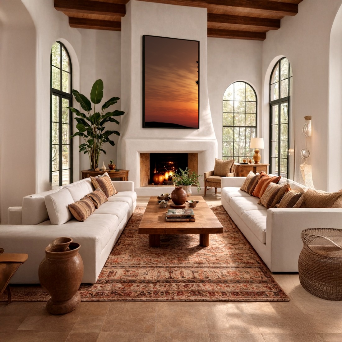 Quadro Canvas Por Sol Entardecer Laranja