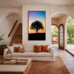 Quadro Canvas Por do Sol Árvore