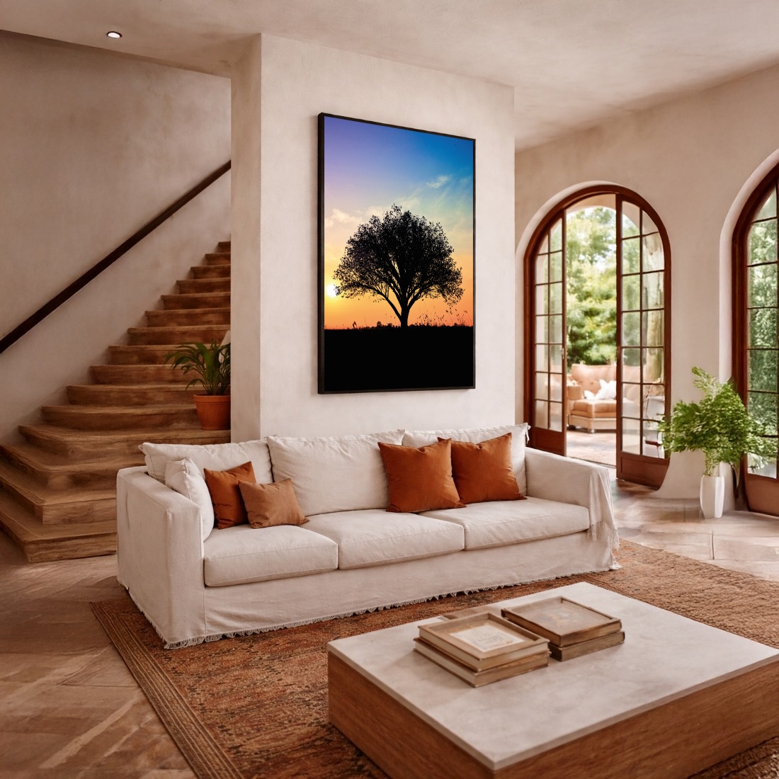 Quadro Canvas Por do Sol Árvore