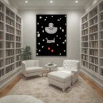 Quadro Canvas Preto Menina Palhaço Poá