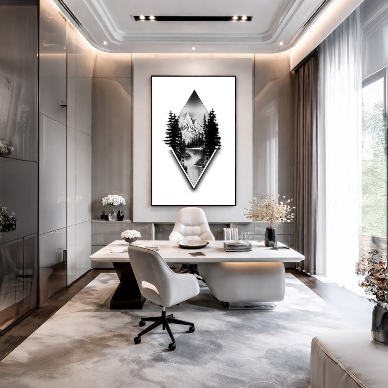 Quadro Canvas Preto e Branco Desenho Geométrico