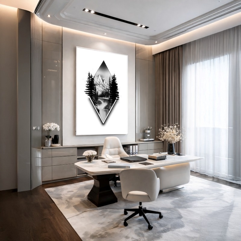 Quadro Canvas Preto e Branco Desenho Geométrico