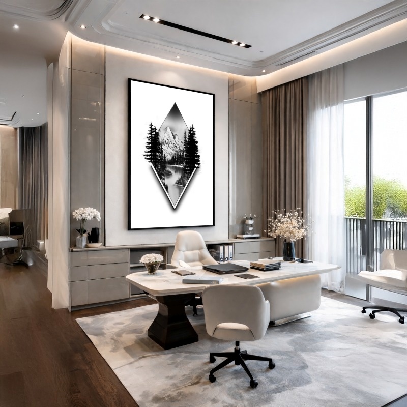 Quadro Canvas Preto e Branco Desenho Geométrico