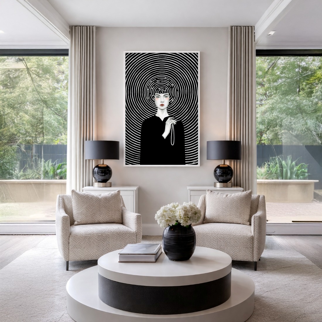Quadro Canvas Preto e Branco Mulher Ciclos
