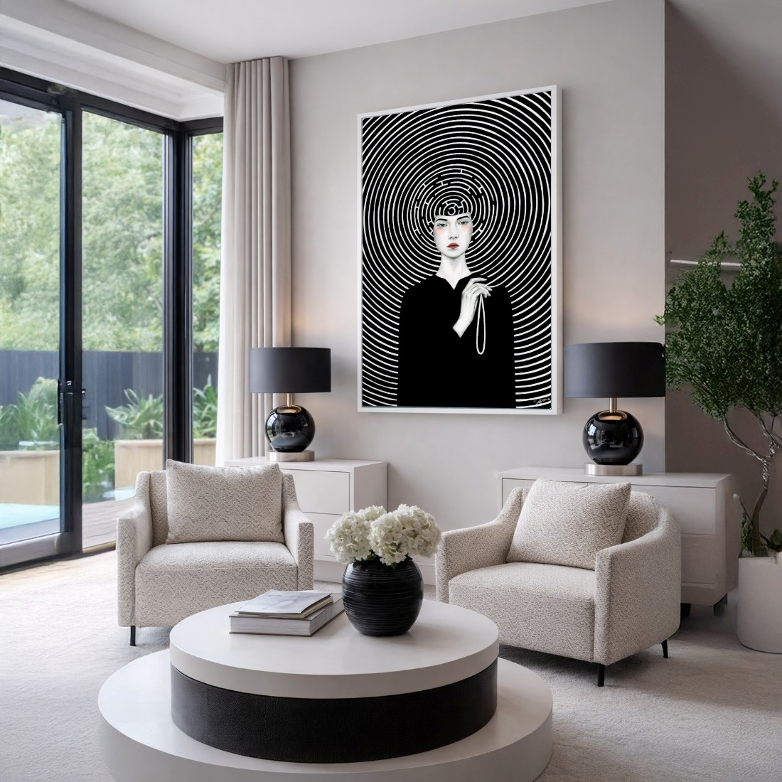 Quadro Canvas Preto e Branco Mulher Ciclos