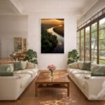 Quadro Canvas Rio Floresta Por Sol