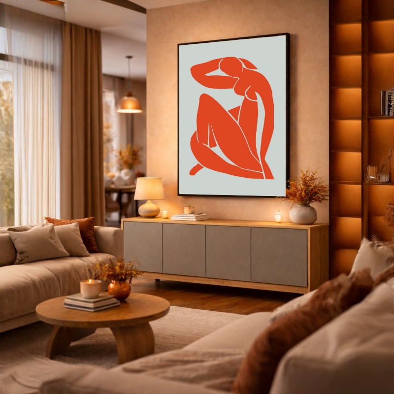 Quadro Canvas Silhueta Laranja Henri Matisse