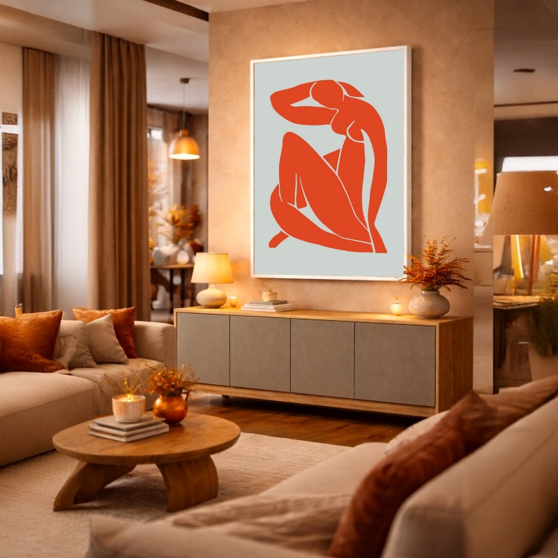 Quadro Canvas Silhueta Laranja Henri Matisse