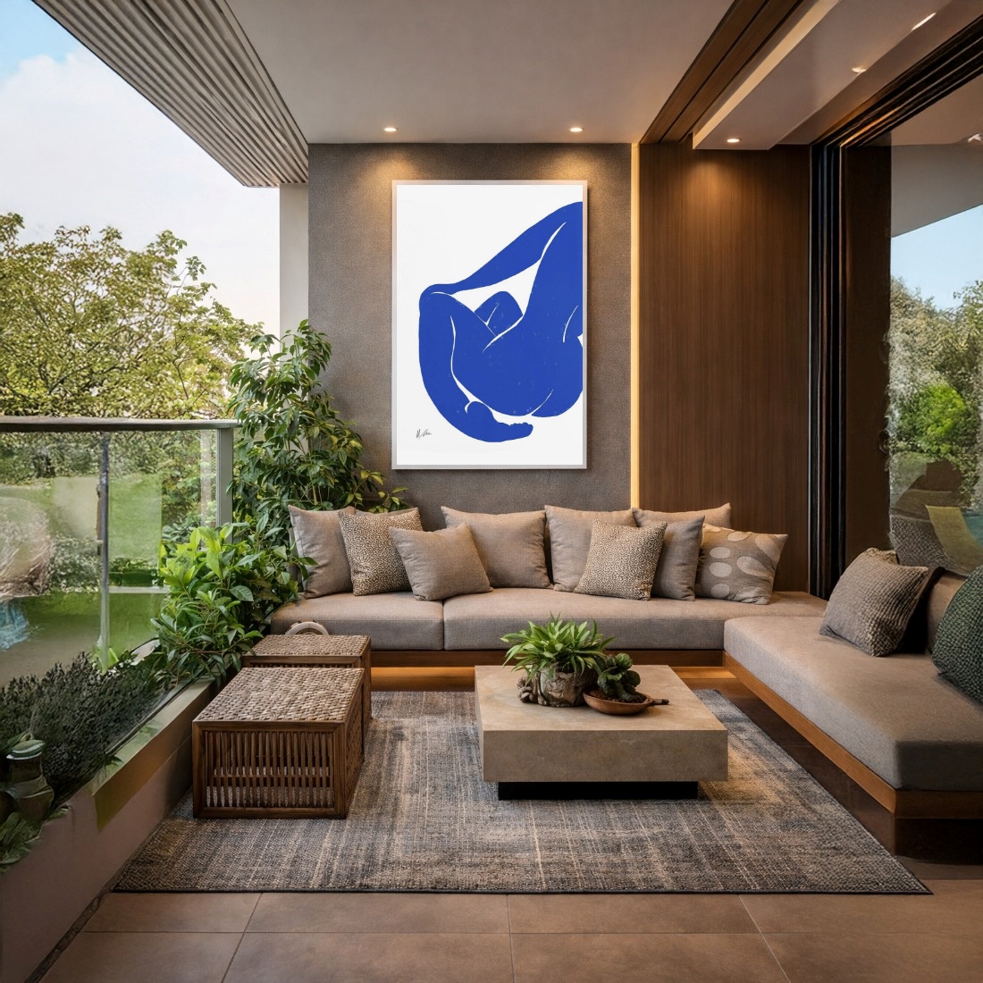 Quadro Canvas Silhueta Matisse Azul Feminino