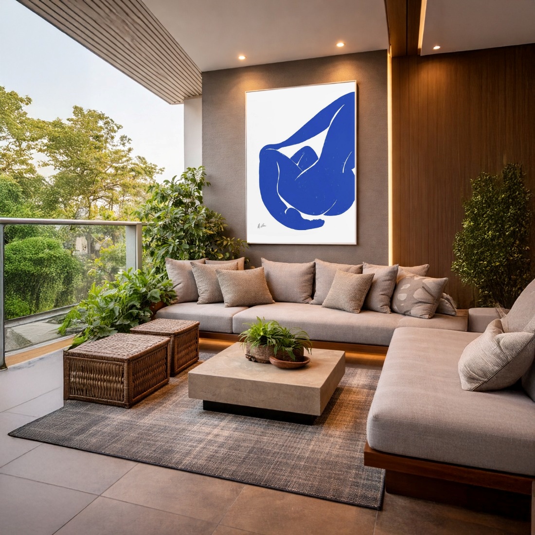 Quadro Canvas Silhueta Matisse Azul Feminino