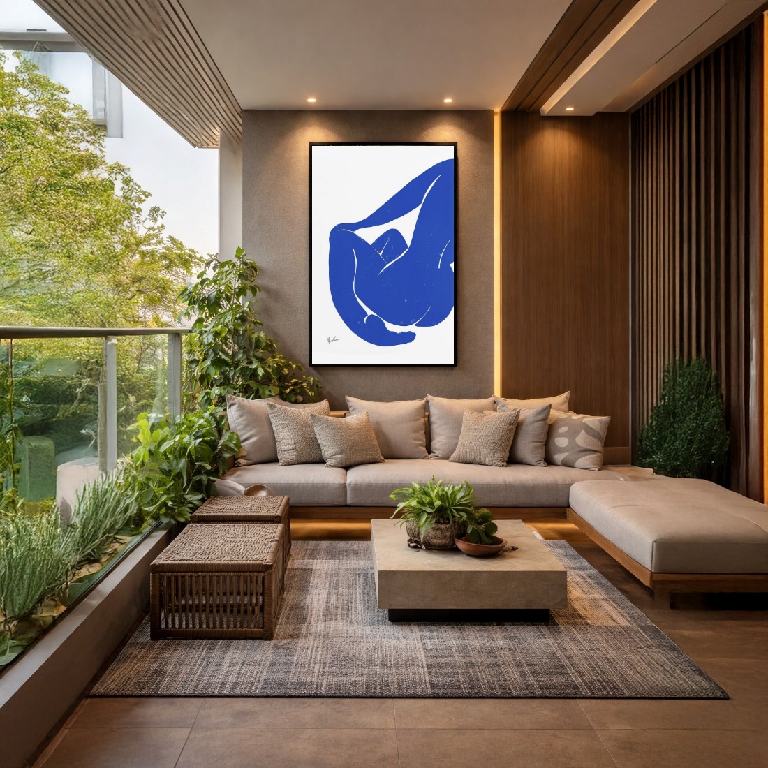 Quadro Canvas Silhueta Matisse Azul Feminino