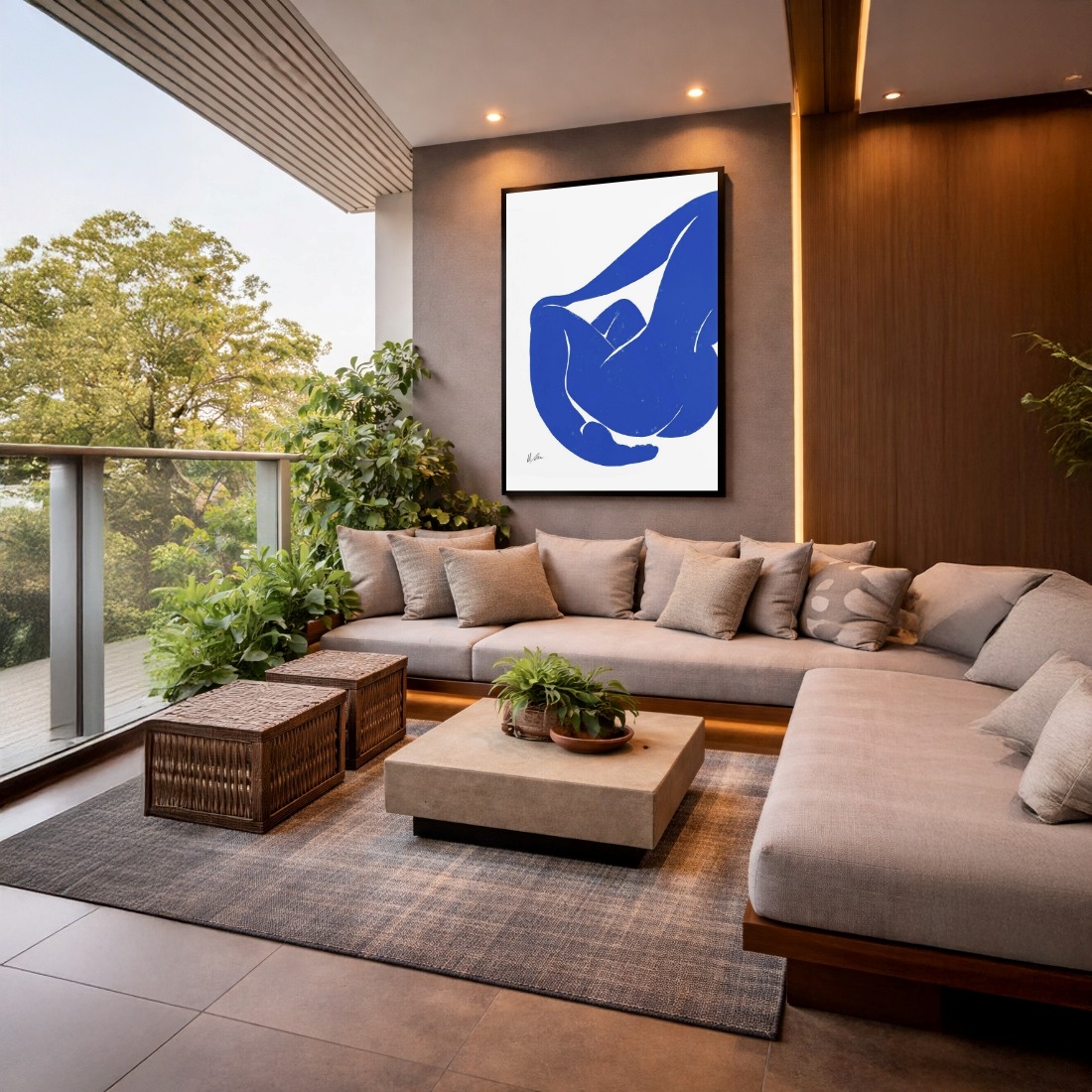 Quadro Canvas Silhueta Matisse Azul Feminino