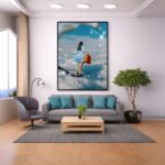 Quadro Canvas Surreal Surrealista Menina Azul