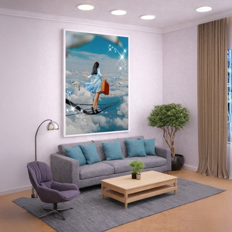 Quadro Canvas Surreal Surrealista Menina Azul