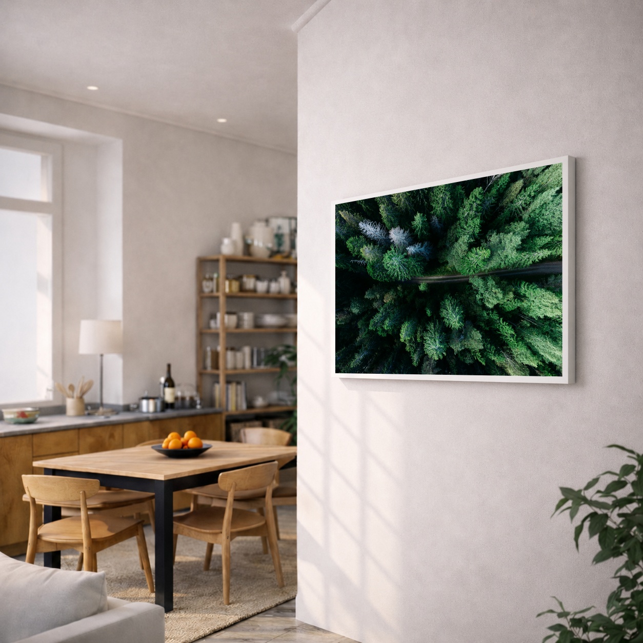 Quadro Canvas Verde Pinheiros Estrada Árvores