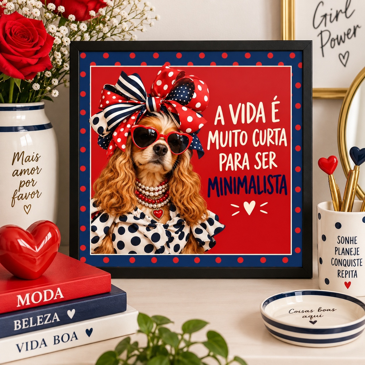 Quadro Decorativo Fashion Cocker - 33x33 Cm