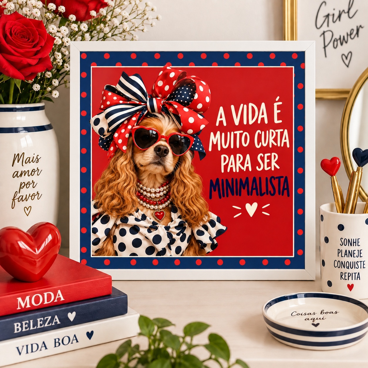 Quadro Decorativo Fashion Cocker - 33x33 Cm