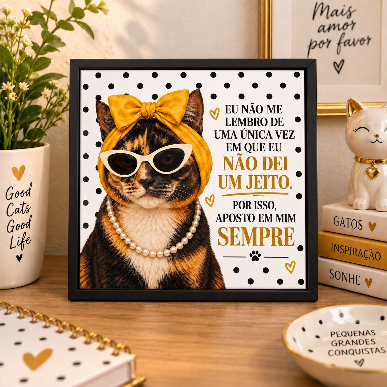 Quadro Gatinha Aposto Em Mim - 33x33 Cm